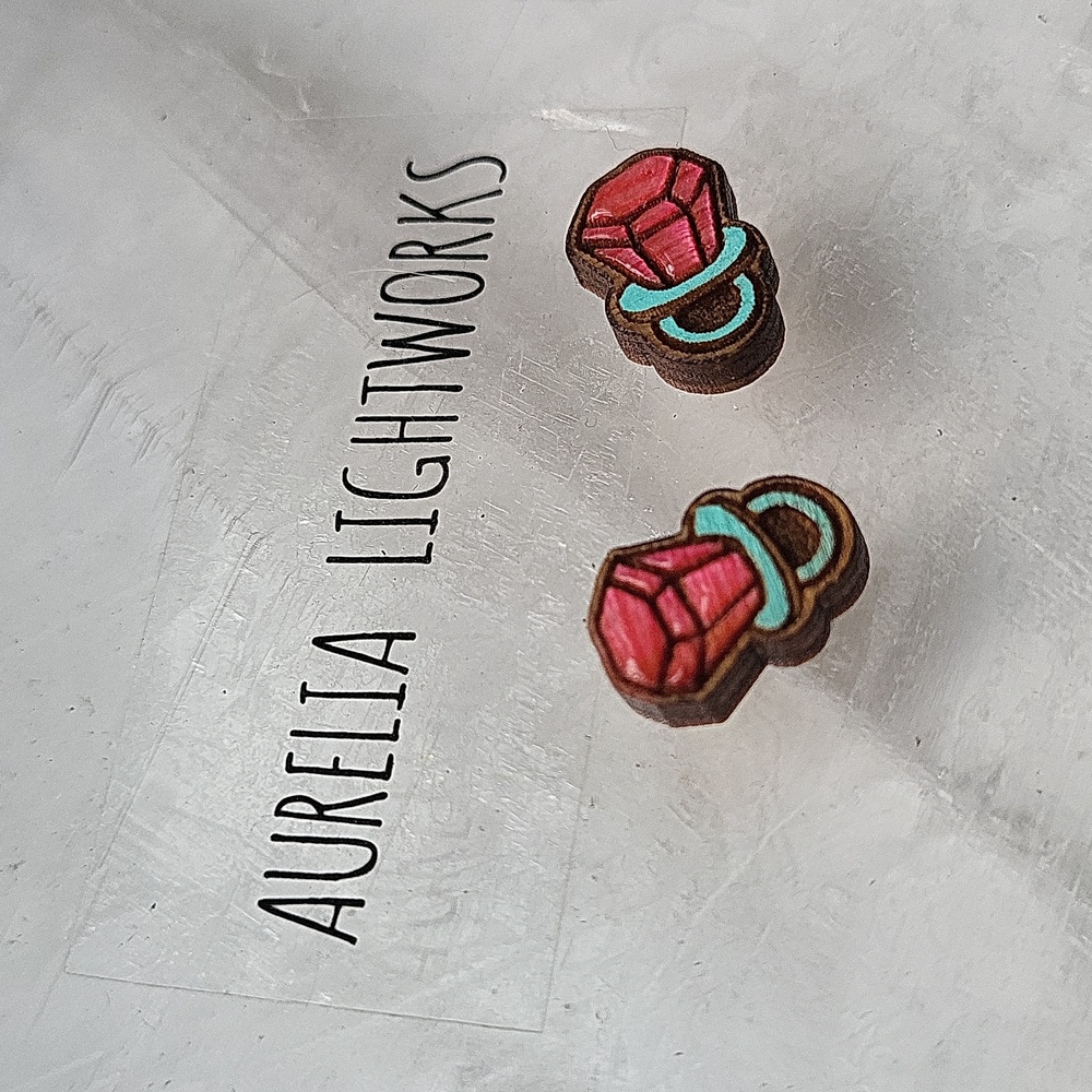 Hand-crafted Pink RING POP stud earrings - Picture 2 of 9